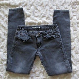 FZ WEI JEANS Slim Fit Low Rise Kids Black Acid Wash